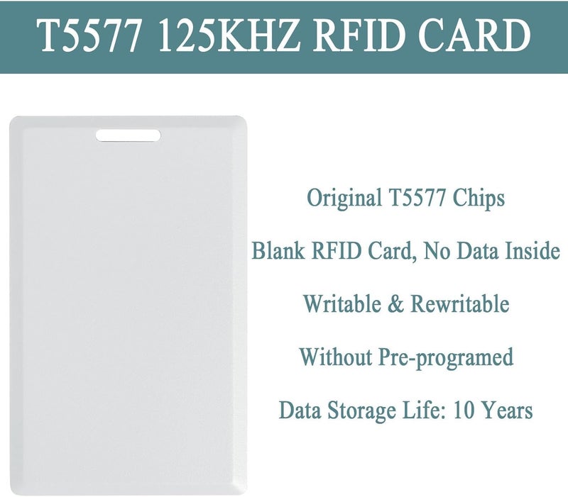 BABIQT 12 PCS T5577 Thick Smart Cards, Contactless 125khz RFID Rewritable Proximity Clamshell Weigand Prox Card, Compatible with 1386 1326 H10301 Format Readers and Keyless Entry Access Control Systems - Image 5